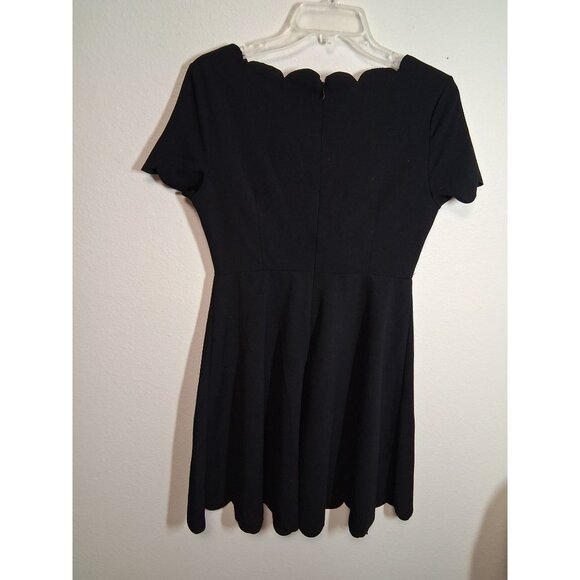 Shein Dress Business Casual Boho Scalloped Edge Retro Fit Flare Black Size Small - Picture 4 of 6
